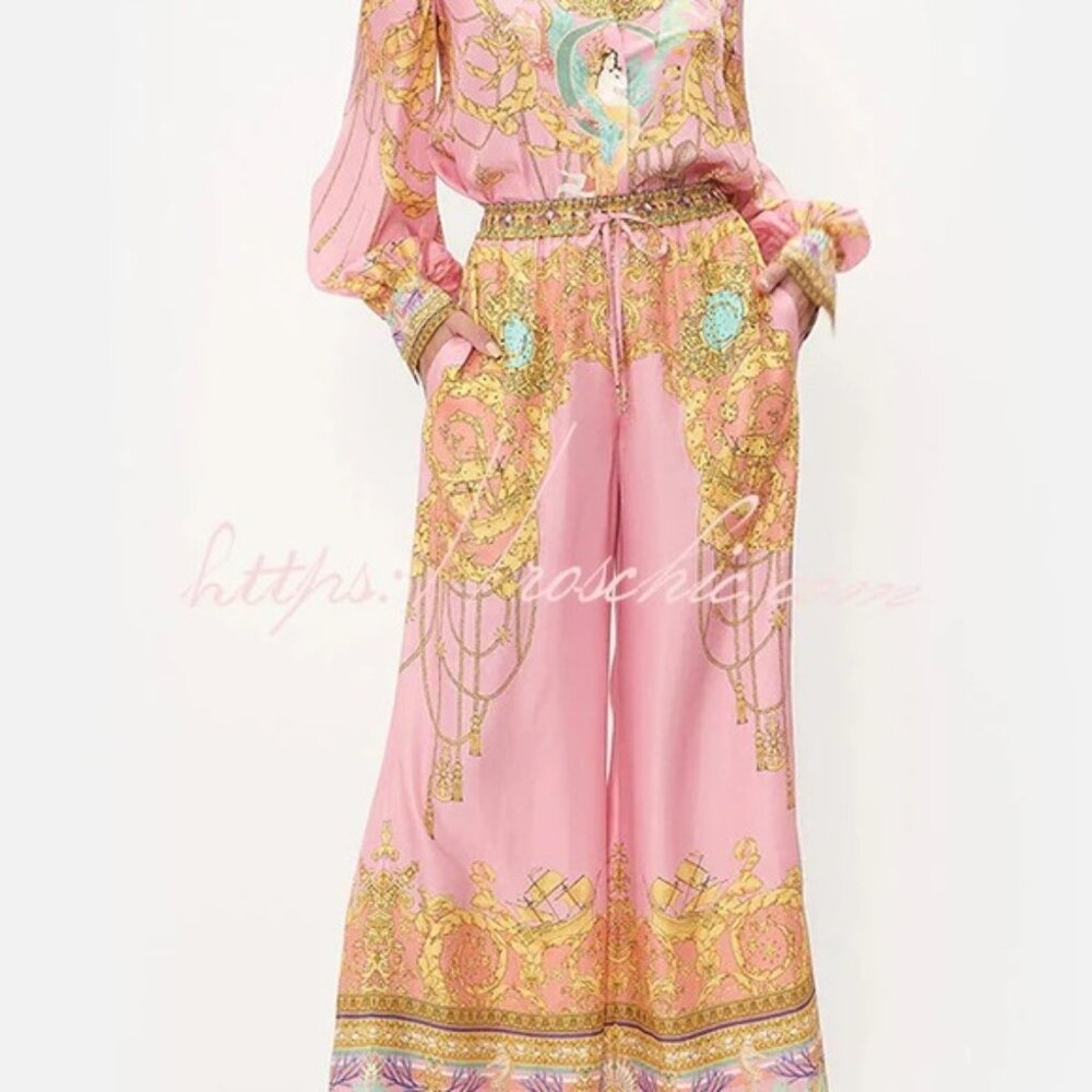 Vibrant Pink and Gold Patterned Roschic Matching Set - Picture 7 of 9